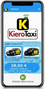 Movil mostrando app kiero taxi